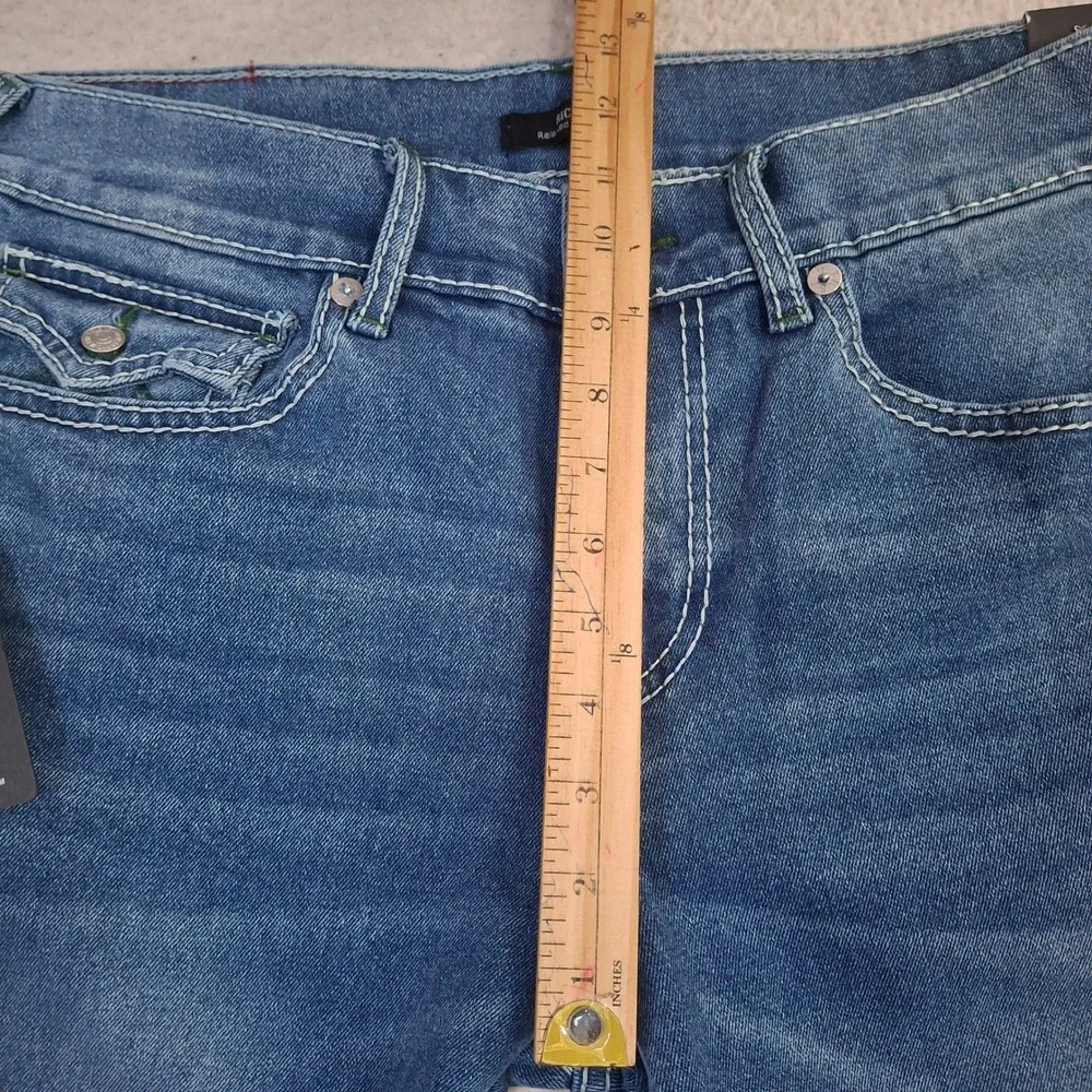 True Religion Ricky Relaxed Straight Big T Flap Jeans 32x34 Light Pacific Wash
